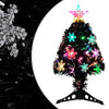 Árbol de Navidad Vidaxl con copos de nieve LED 64 cm de fibra óptica Negro