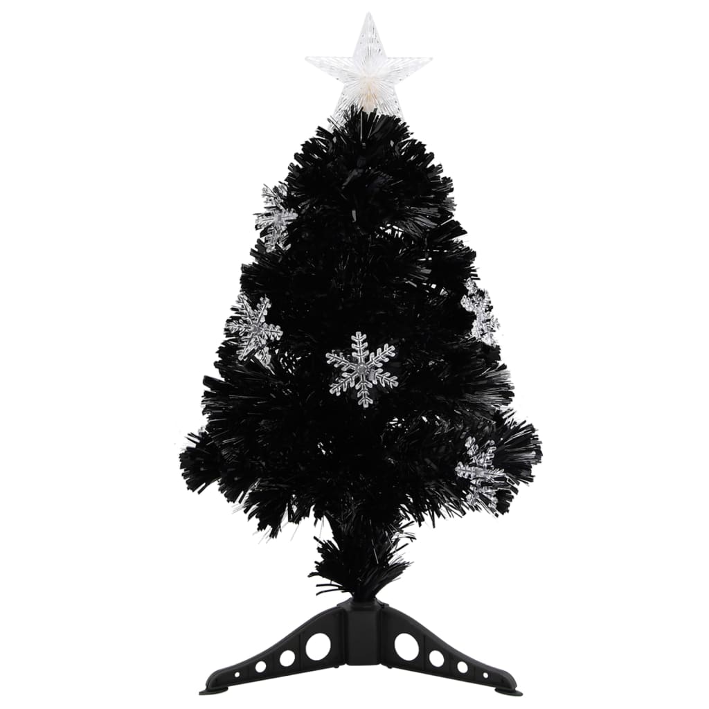Árbol de Navidad Vidaxl con copos de nieve LED 64 cm de fibra óptica Negro