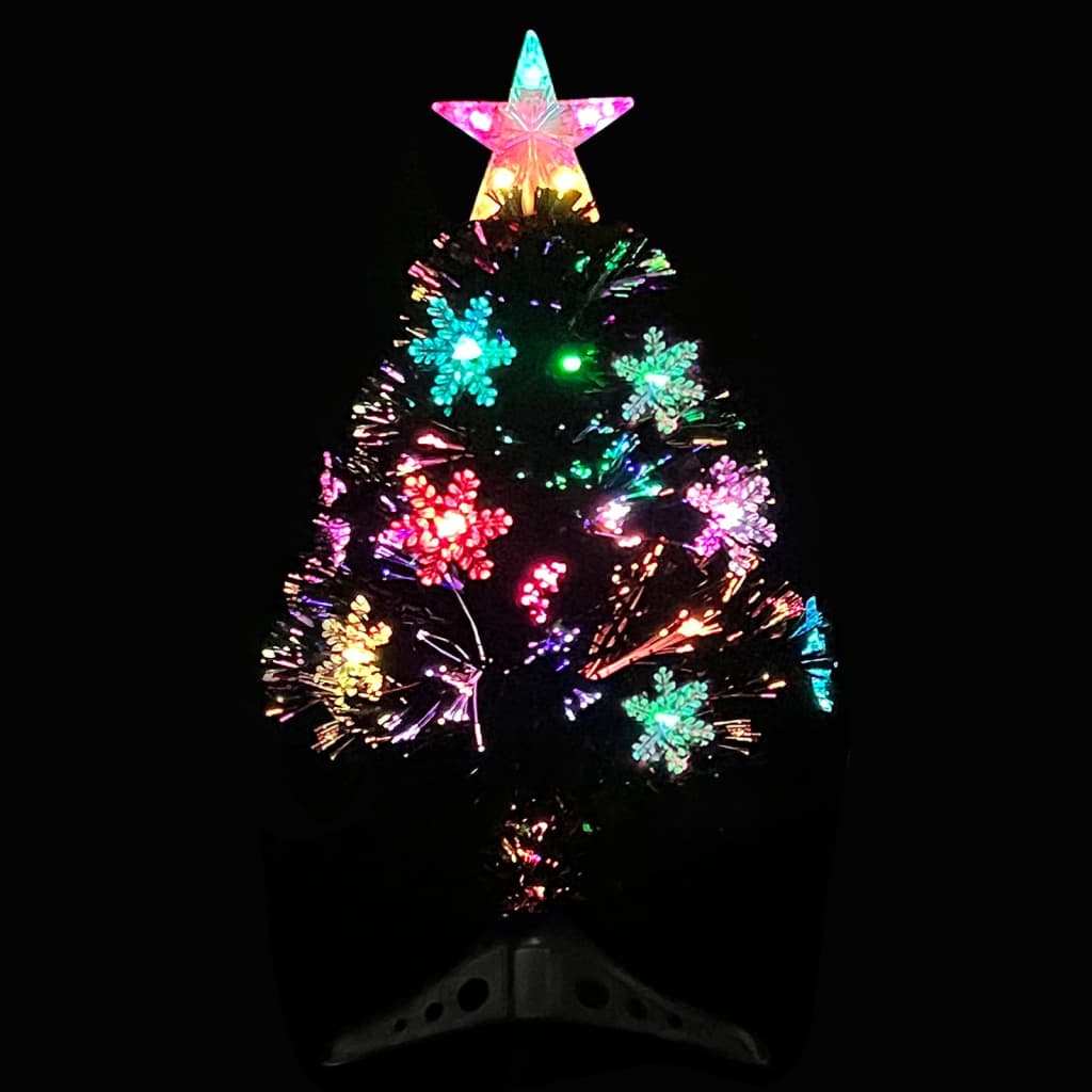 Árbol de Navidad Vidaxl con copos de nieve LED 64 cm de fibra óptica Negro