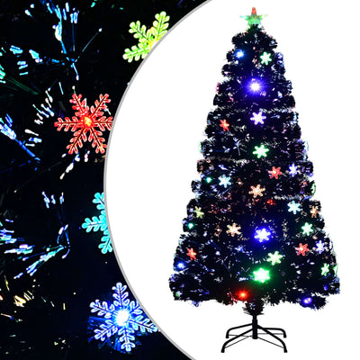 Vidaxl Tree di Natale con fiocchi di neve a LED 120 cm Black in fibra ottica