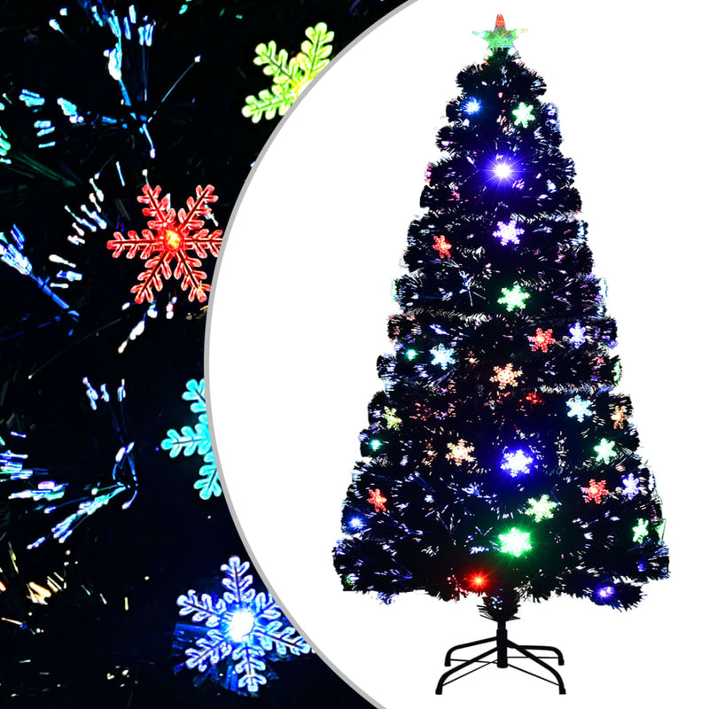 Vidaxl Tree di Natale con fiocchi di neve a LED 120 cm Black in fibra ottica
