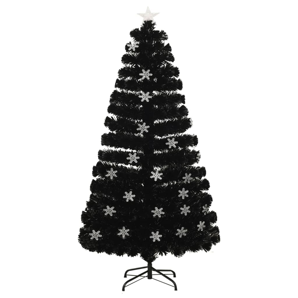 Árbol de Navidad Vidaxl con copos de nieve LED 120 cm de fibra óptica Negro