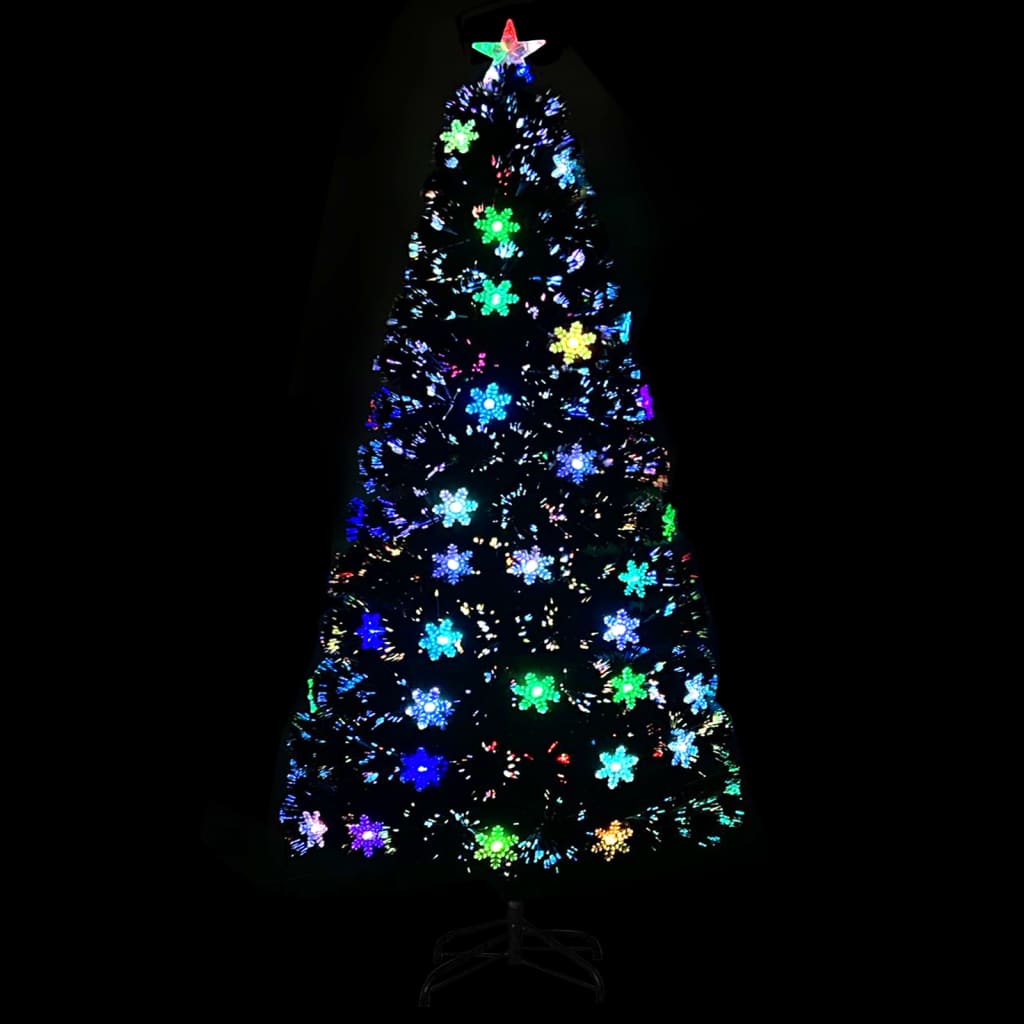 Árbol de Navidad Vidaxl con copos de nieve LED 120 cm de fibra óptica Negro