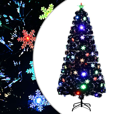 Vidaxl Tree di Natale con fiocchi di neve a LED 150 cm Black in fibra ottica
