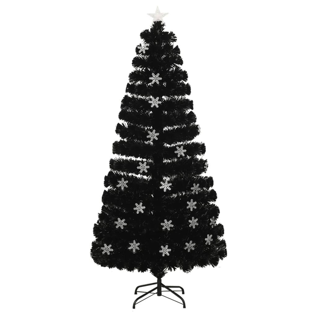 Árbol de Navidad Vidaxl con copos de nieve LED 150 cm de fibra óptica Negro