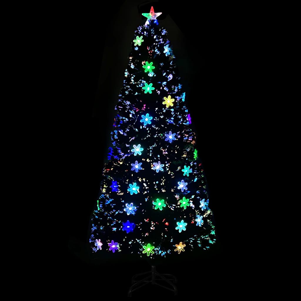 Árbol de Navidad Vidaxl con copos de nieve LED 150 cm de fibra óptica Negro