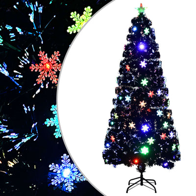 Vidaxl Tree di Natale con fiocchi di neve a LED 180 cm Black in fibra ottica