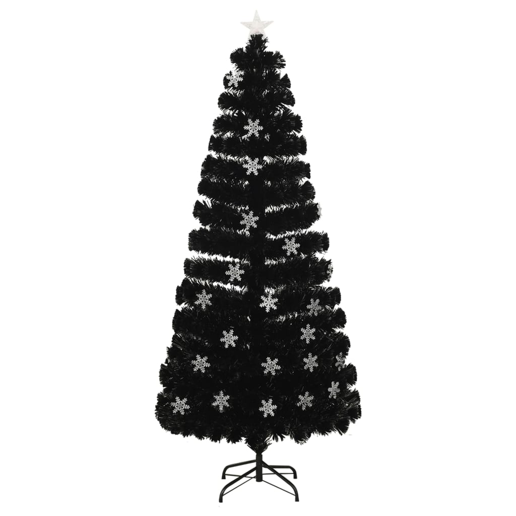 Árbol de Navidad Vidaxl con copos de nieve LED 180 cm de fibra óptica Negro