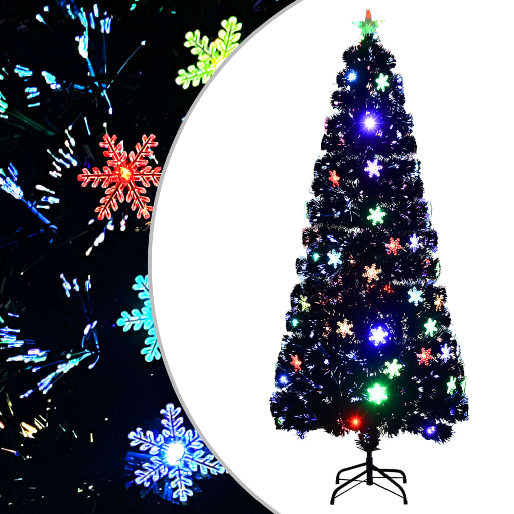 Vidaxl Tree di Natale con fiocchi di neve a LED 210 cm Black in fibra ottica