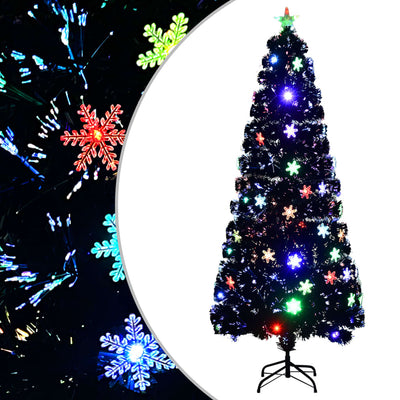 Vidaxl Tree di Natale con fiocchi di neve a LED 210 cm Black in fibra ottica