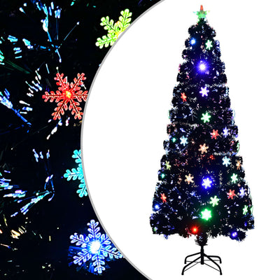Albero di Natale Vidaxl con scaglie di neve a LED 240 cm Black in fibra ottica
