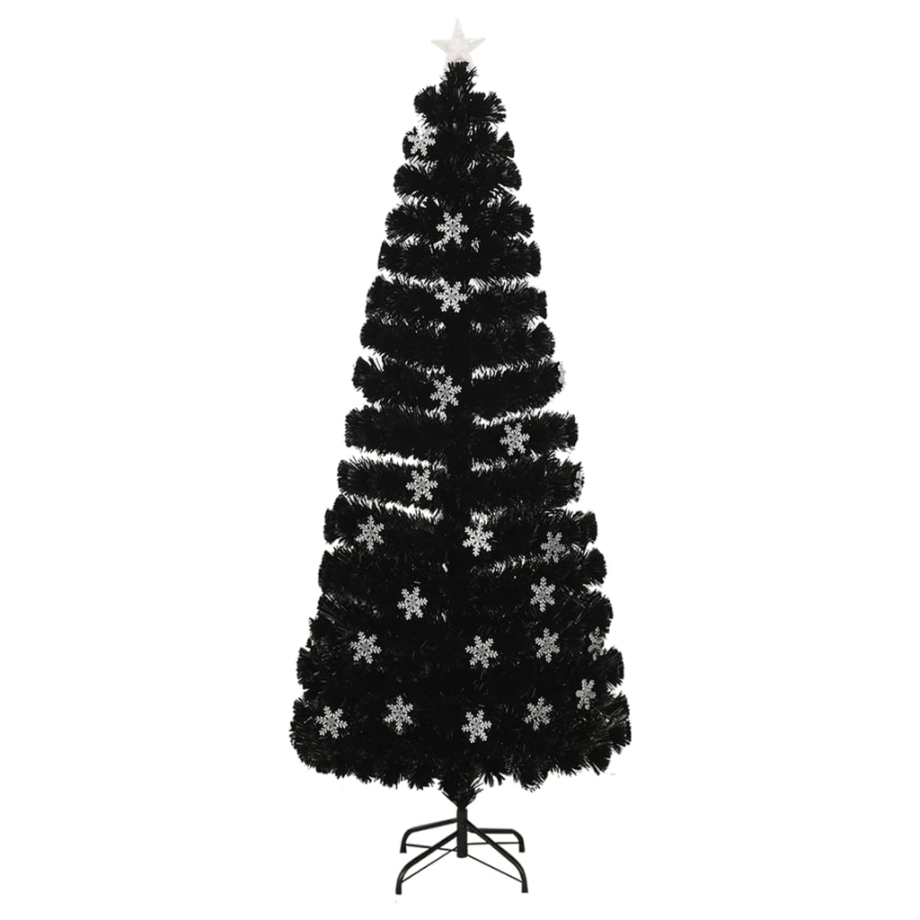 Árbol de Navidad Vidaxl con copos de nieve LED 240 cm de fibra óptica negra