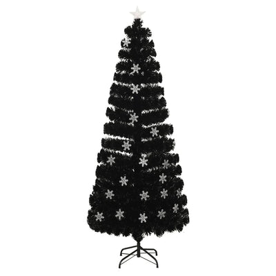 Albero di Natale Vidaxl con scaglie di neve a LED 240 cm Black in fibra ottica