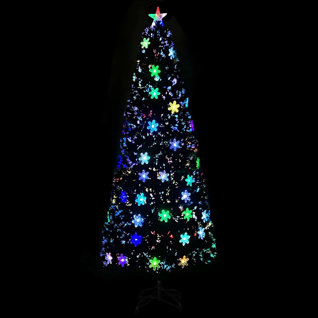 Árbol de Navidad Vidaxl con copos de nieve LED 240 cm de fibra óptica negra