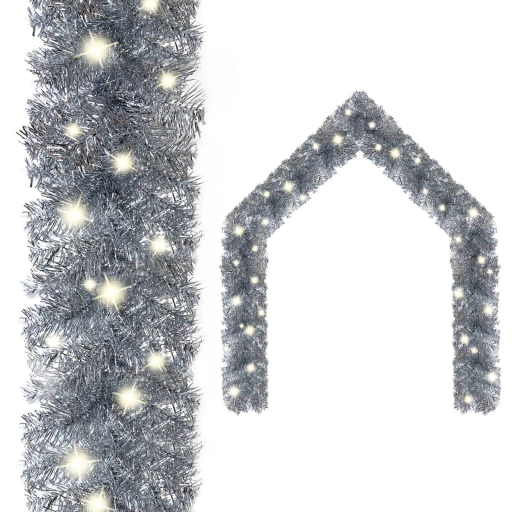 Vidaxl Garra de Navidad con luces LED de 10 m de color plateado