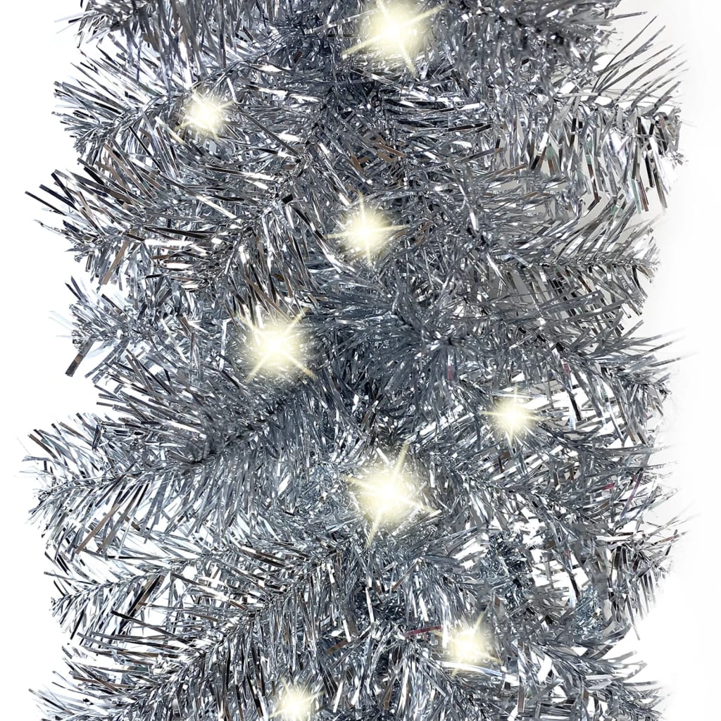 Vidaxl Garra de Navidad con luces LED de 10 m de color plateado