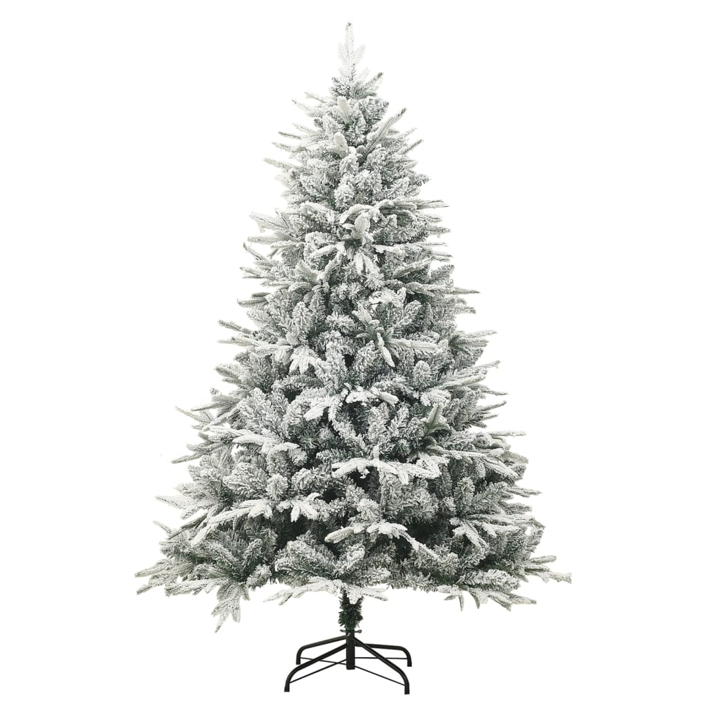 Vidaxl Kunstkerstboom con fiocchi di neve 150 cm PVC e pe verde
