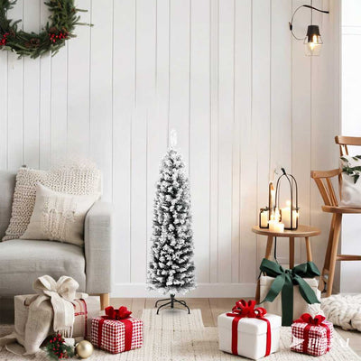 Vidaxl Kunstkerstboom with snow narrow 120 cm PVC green