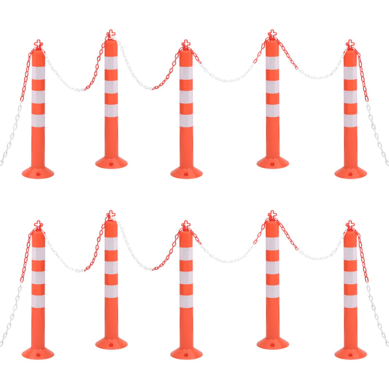 Vidaxl verkeerspalen met ketting 10 st 75 cm pe