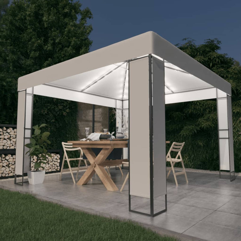 Vidaxl prieel met dubbel dak en led-lichtslinger 3x3 m wit