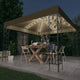 Vidaxl prieel met led-lichtslinger 3x3 m taupe