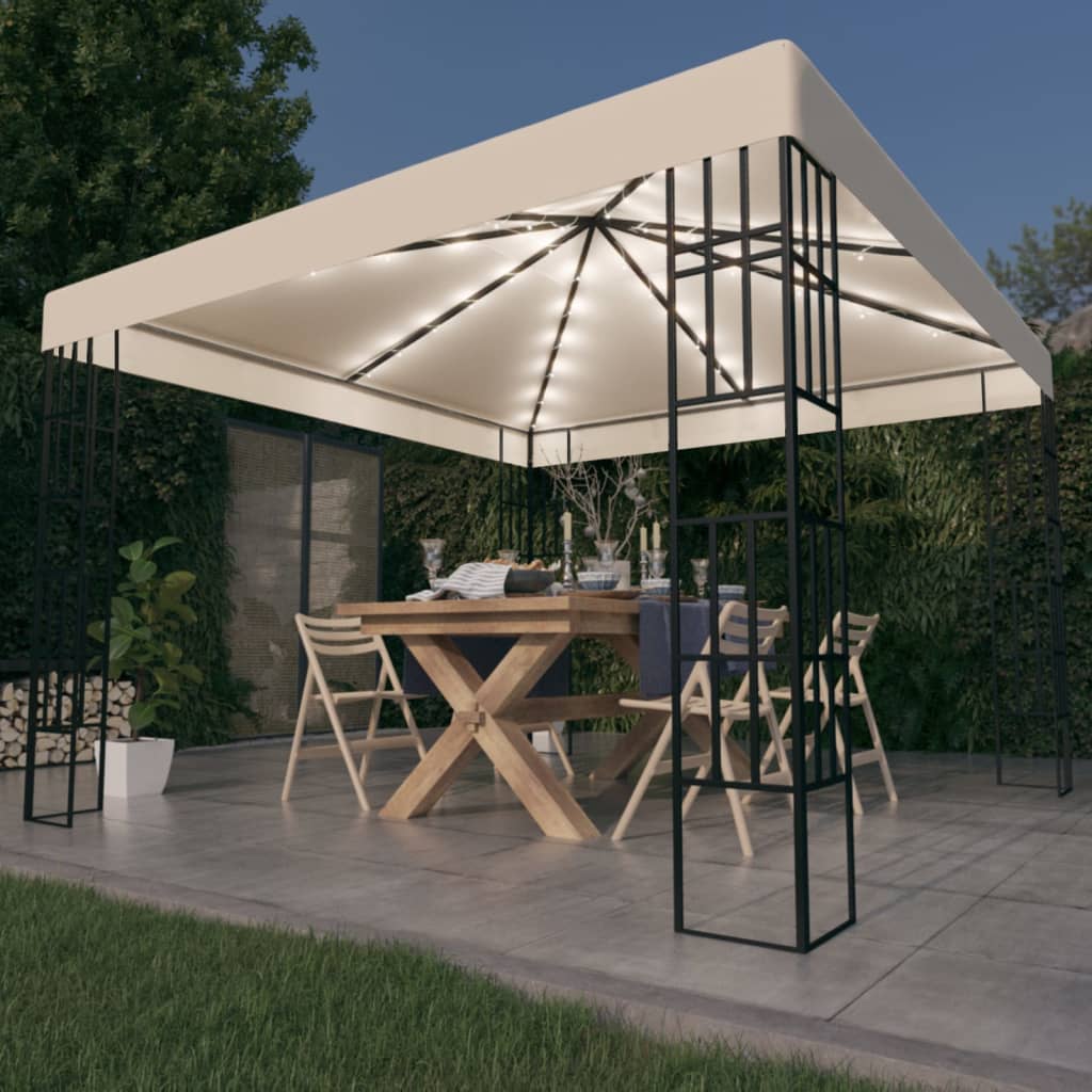 Vidaxl Arbor con ghirlanda leggera a led 3x3 m color crema