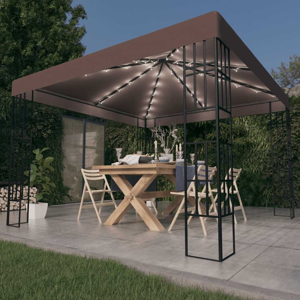 Gazebo Vidaxx con catenaria LED 3x3 m tortora