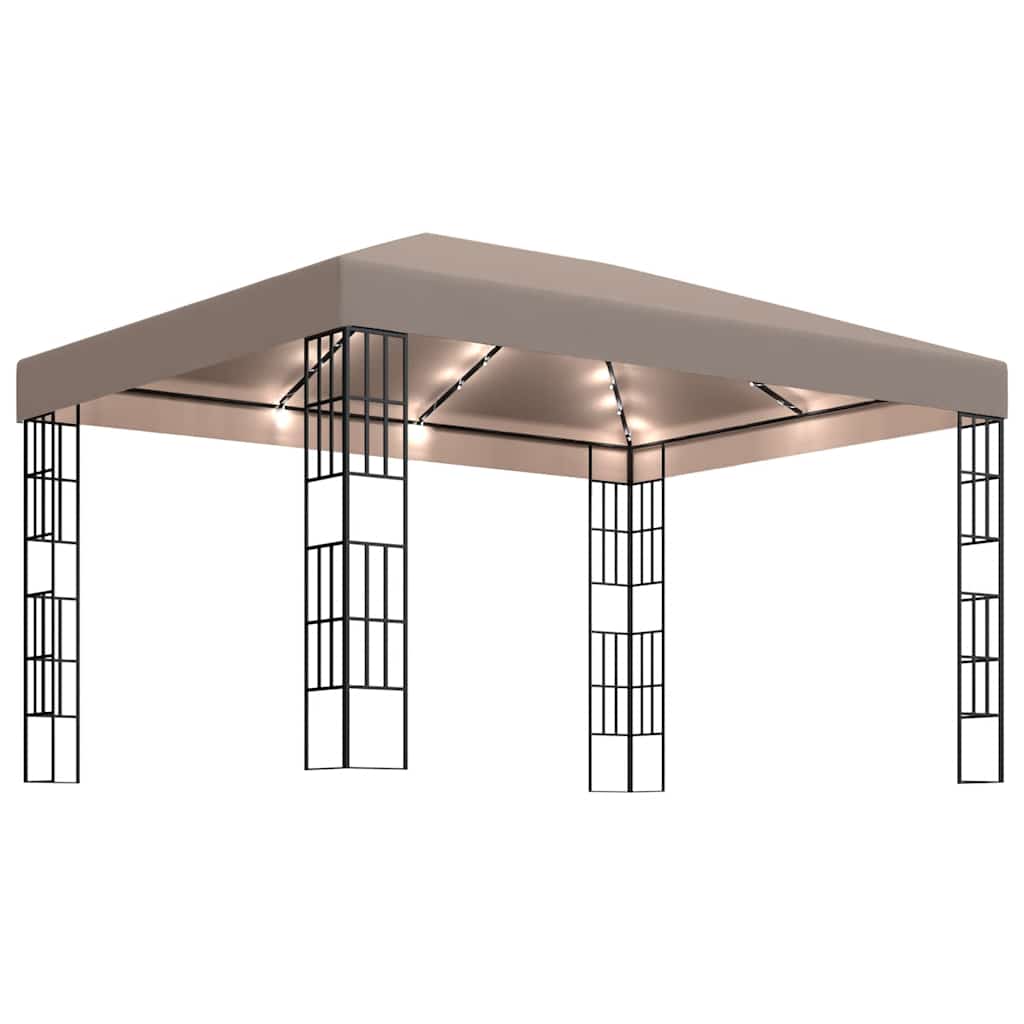 Gazebo Vidaxx con catenaria LED 4x3 m tortora