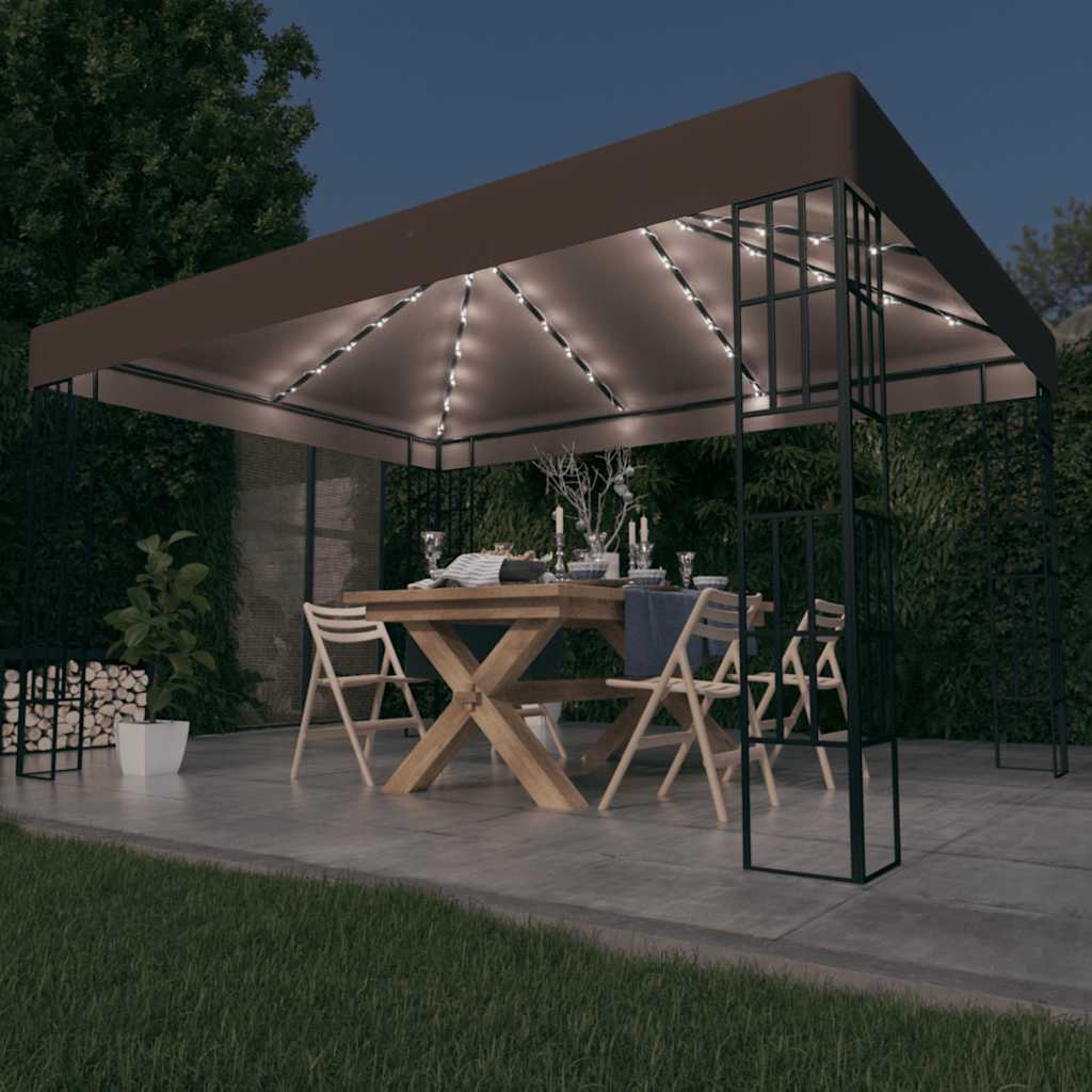 Gazebo Vidaxx con catenaria LED 4x3 m tortora