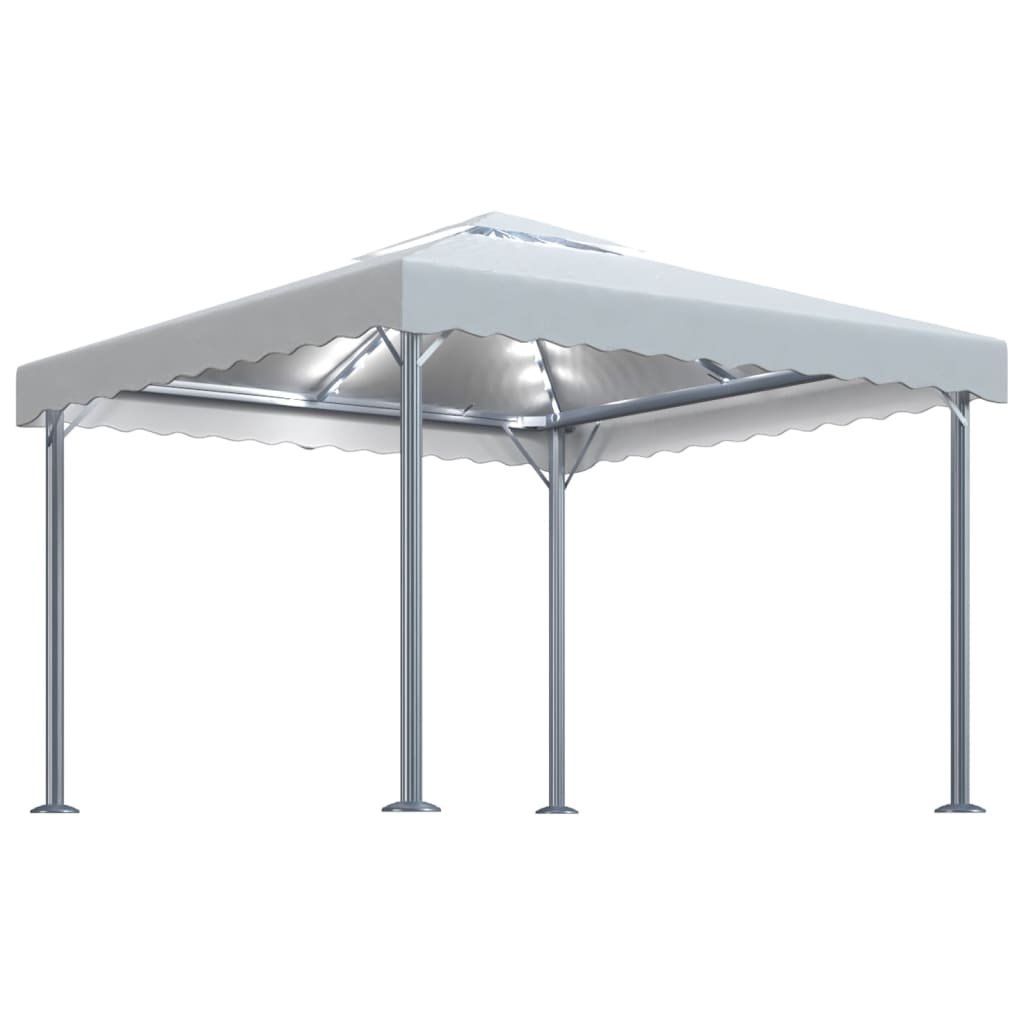 Vidaxl prieel met led-lichtslinger 300x300 cm aluminium crèmekleurig