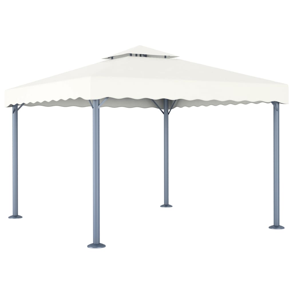 Vidaxl prieel met led-lichtslinger 300x300 cm aluminium crèmekleurig