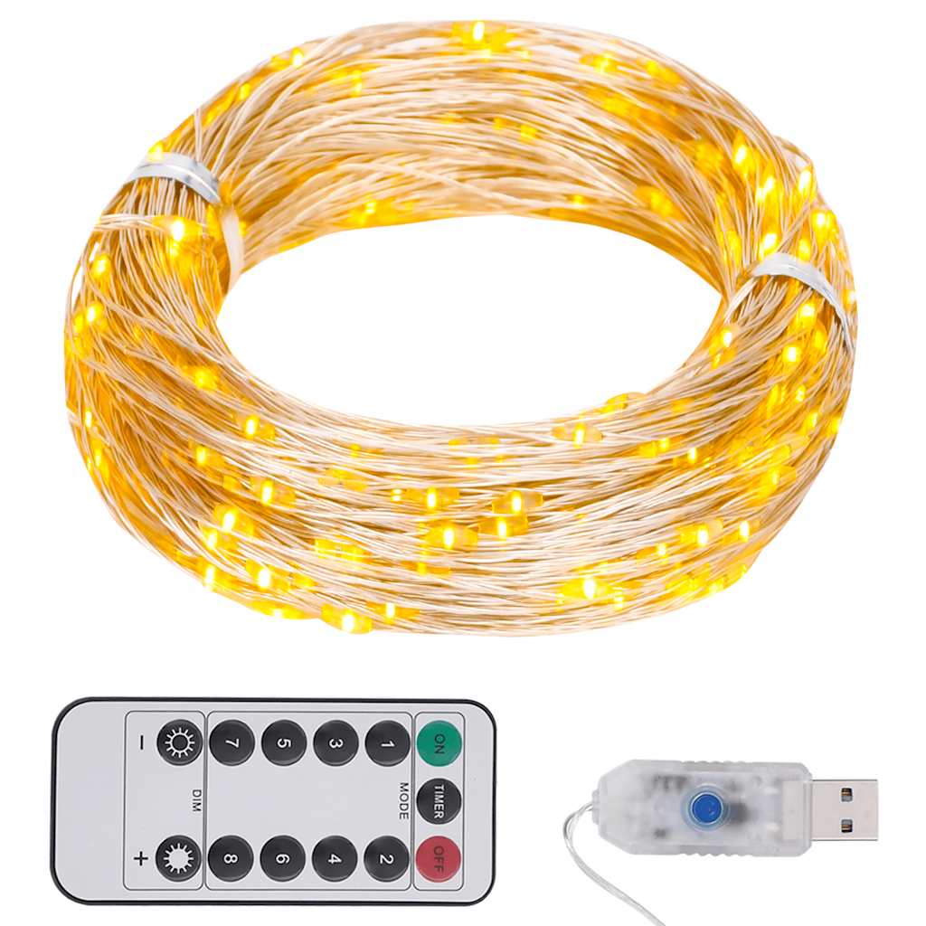 Guirnalda de luz de Vidaxl con 150 leds 15 m de blanco tibio
