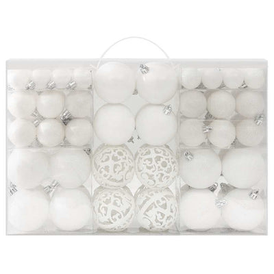 Vidaxl de 100 piezas Bola de Navidad Set blanca