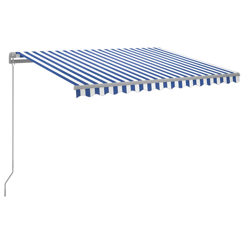 Vidaxl luifel handmatig uittrekbaar met led 300x250 cm blauw en wit