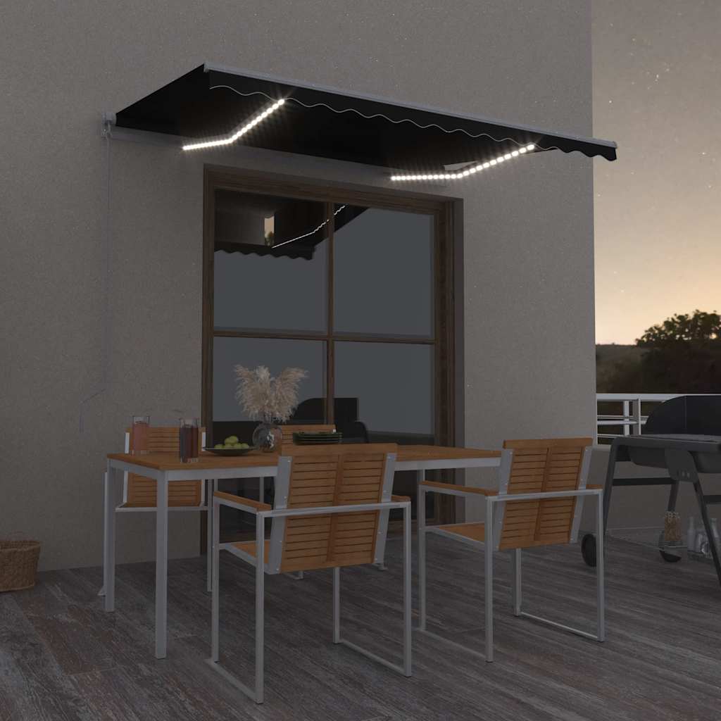 Vidaxl Luifel se puede extender manualmente con color antracita LED 300x250 cm