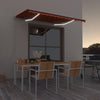 Vidaxl Luifel se puede extender manualmente con LED 300x250 cm de naranja y marrón