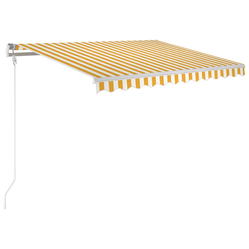 Vidaxl Luifel estende manualmente 350x250 cm giallo e bianco
