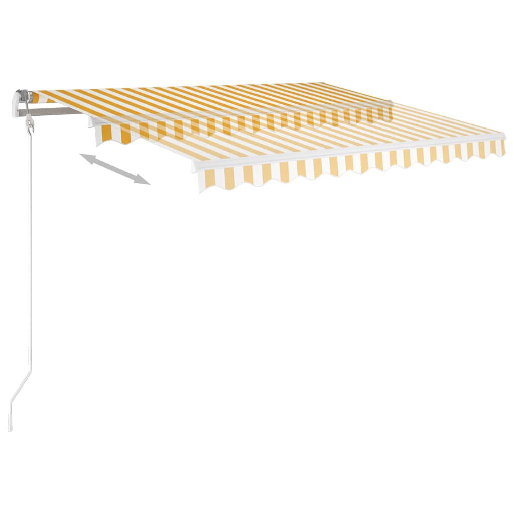 Vidaxl Luifel estende manualmente 350x250 cm giallo e bianco
