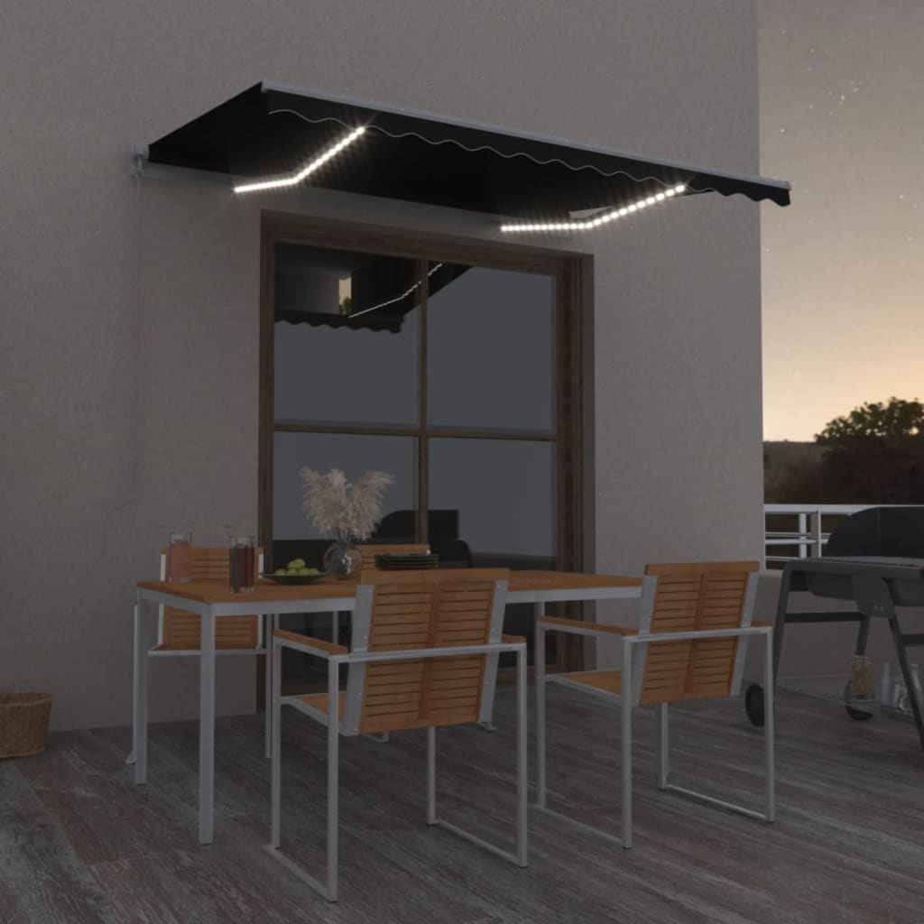 Vidaxl Luifel se puede extender manualmente con color antracita LED 350x250 cm