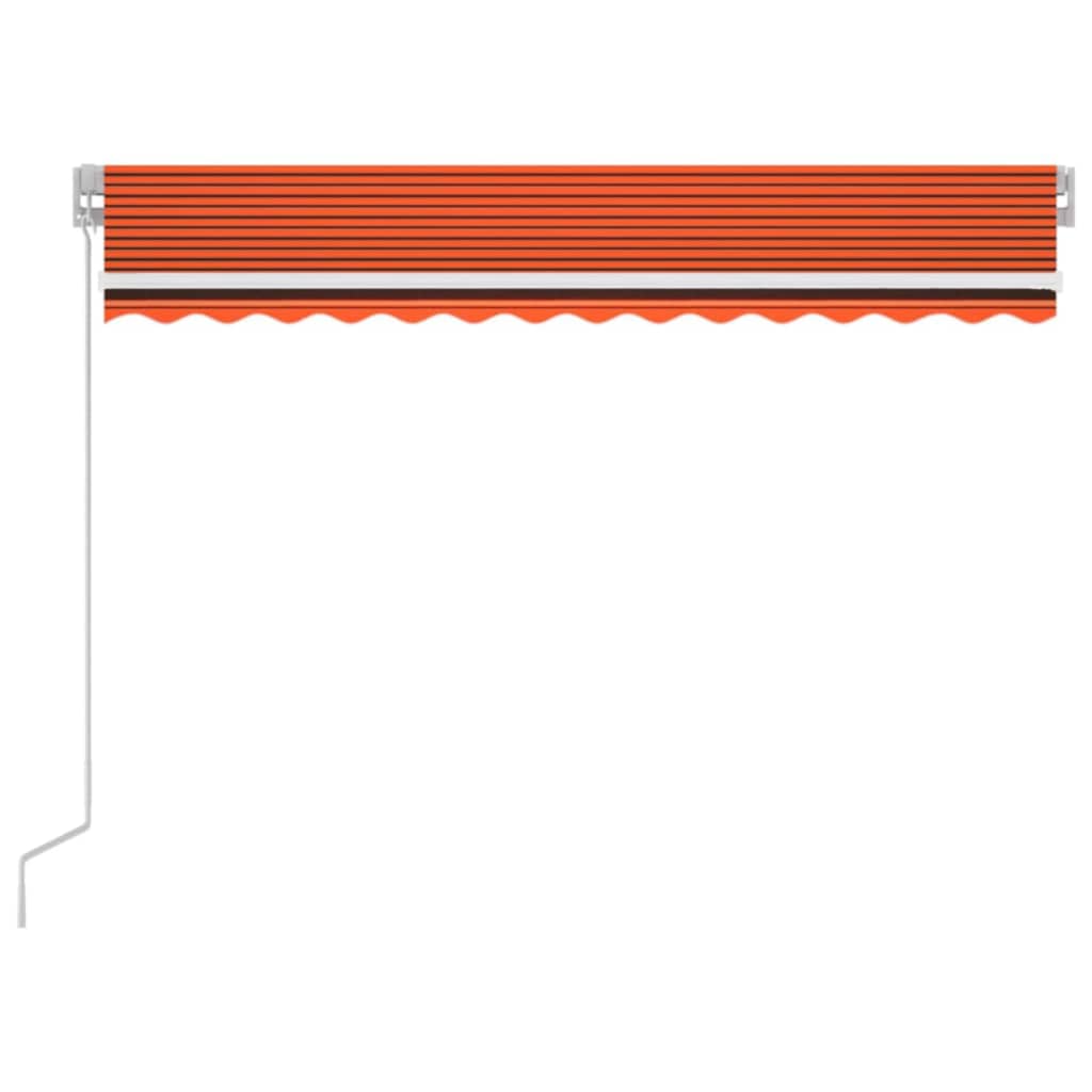 Vidaxl Luifel se puede extender manualmente con LED 350x250 cm de naranja y marrón