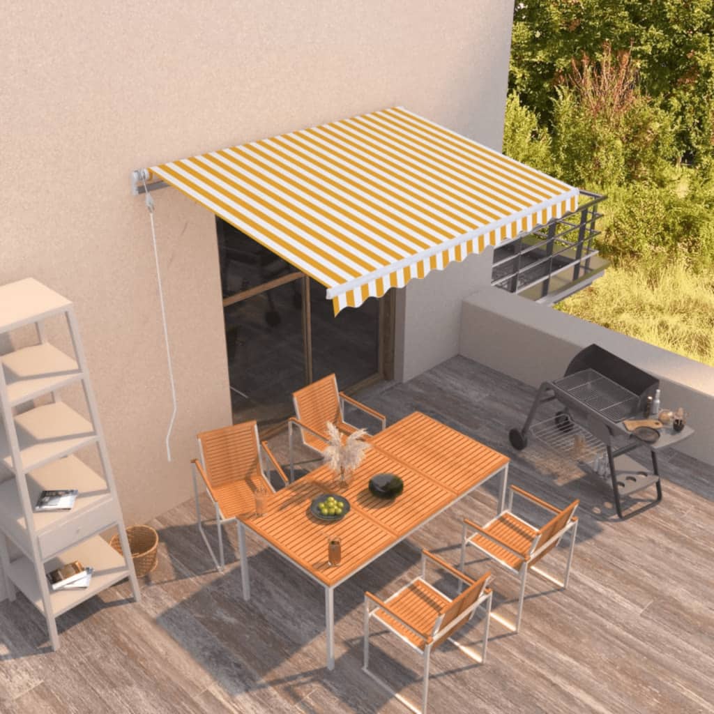 Vidaxl Luifel estende automaticamente 350x250 cm giallo e bianco