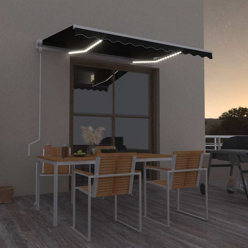 Vidaxl Luifel automático con antracita LED y sensor de viento de 350x250 cm