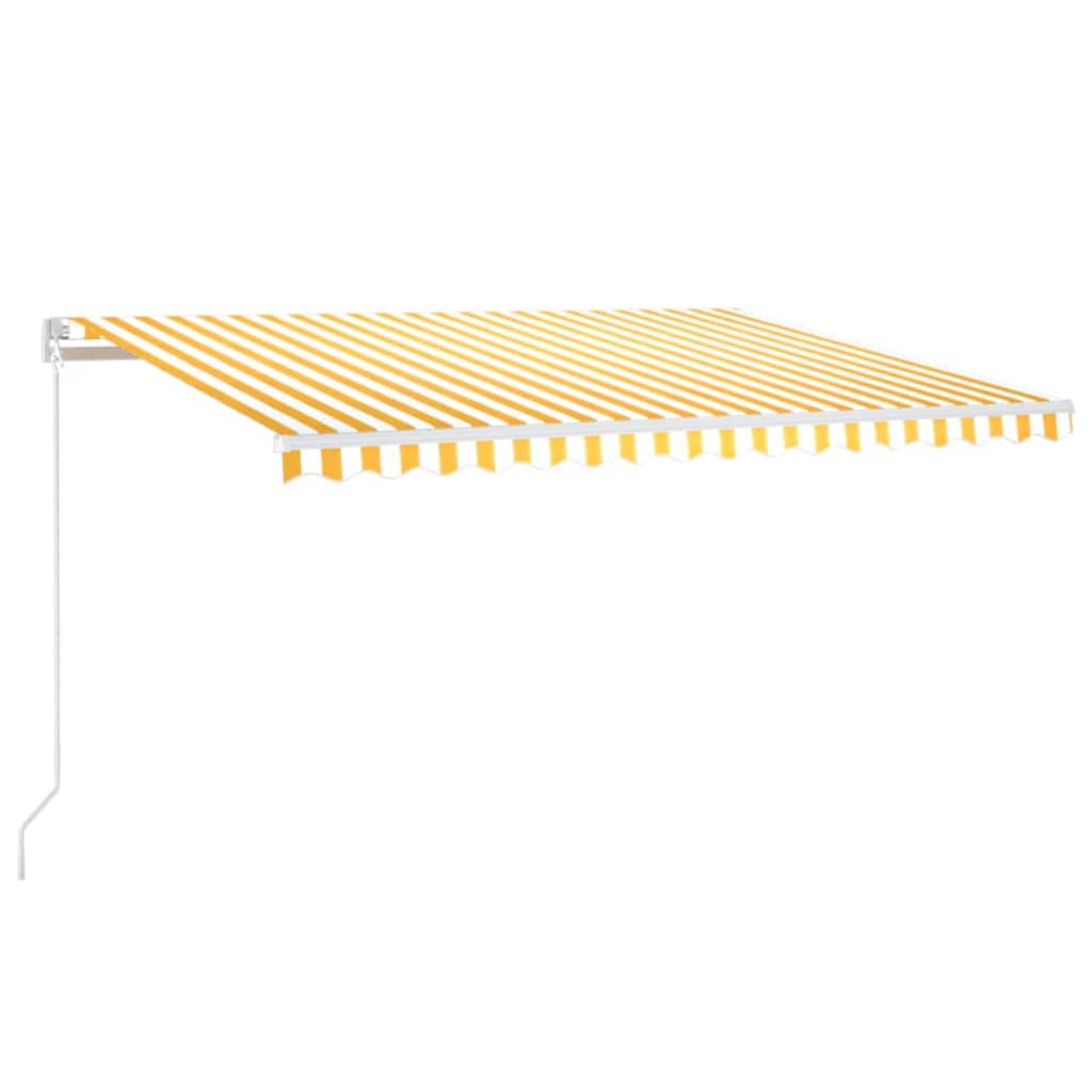 Vidaxl Luifel estendibile manualmente con LED 450x300 cm giallo e bianco