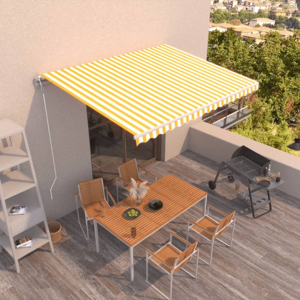Vidaxl Luifel estende automaticamente 450x300 cm giallo e bianco