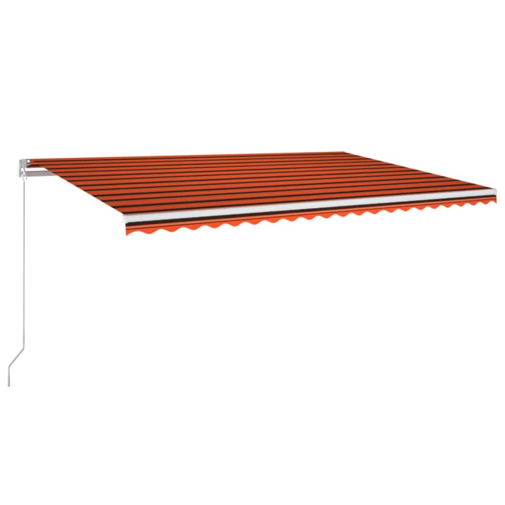 Vidaxl Luifel estendibile manualmente con arancione 500x300 cm a LED e marrone