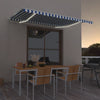 Vidaxl Luifel se puede extender manualmente con LED 400x350 cm azul y blanco