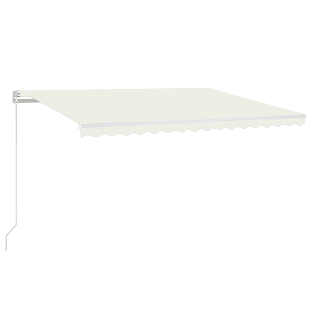VidaXL Luifel handmatig uittrekbaar met LED 400x350 cm crèmekleurig