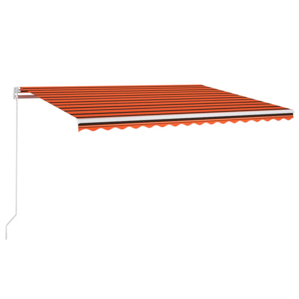Vidaxl Luifel se puede extender manualmente con LED 400x350 cm de naranja y marrón