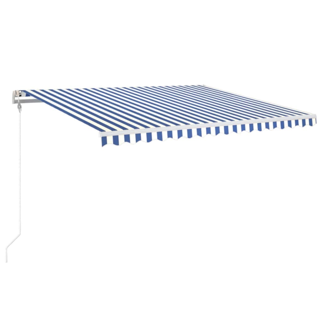 VidaXL Luifel automatisch met LED en windsensor 400x350 cm blauw wit