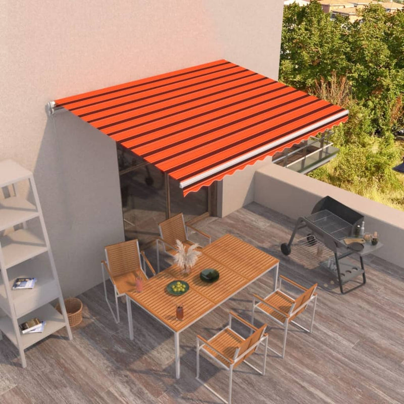 Vidaxl Luifel estende manualmente 450x350 cm arancione e marrone